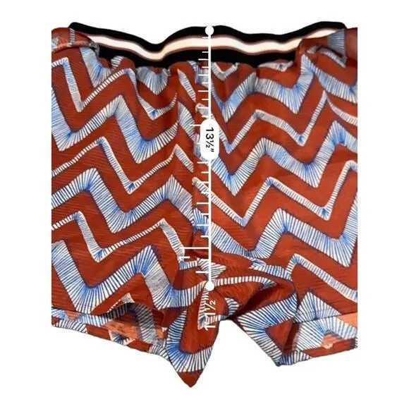 Scotch &amp; Soda Poolside Blue &amp; Red Chevron Stripe‎ Ruffle Shorts Sz L NEW