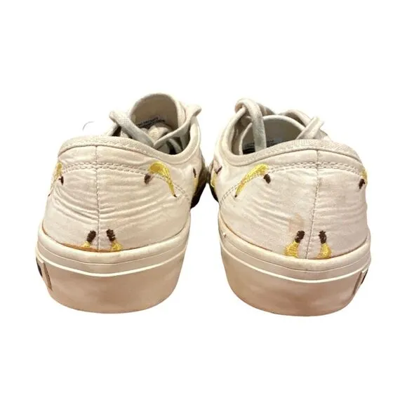 SeaVees for J.Crew Legend Sneakers White Embroidered Fruit Bananas Womens Size 6