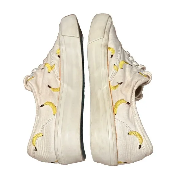 SeaVees for J.Crew Legend Sneakers White Embroidered Fruit Bananas Womens Size 6