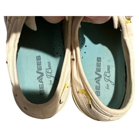 SeaVees for J.Crew Legend Sneakers White Embroidered Fruit Bananas Womens Size 6