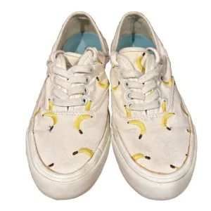 SeaVees for J.Crew Legend Sneakers White Embroidered Fruit Bananas Womens Size 6