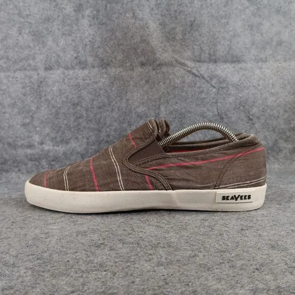 Seavees Shoes Mens 10.5 Slip On Sneakers Loafers Baja Casual Plank Brown Poplin