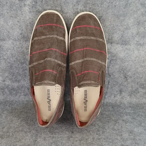 Seavees Shoes Mens 10.5 Slip On Sneakers Loafers Baja Casual Plank Brown Poplin