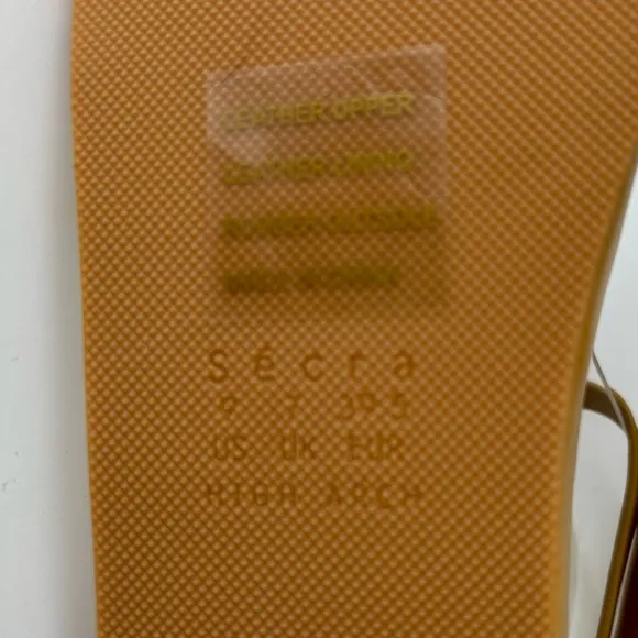 Secra Poppy Sandals Caramel Tan Leather Ankle Strap Arch Support Size 9