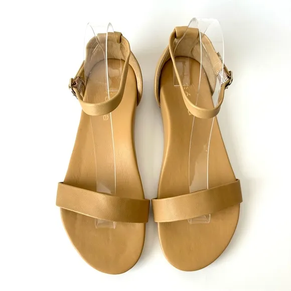 Secra Poppy Sandals Caramel Tan Leather Ankle Strap Arch Support Size 9