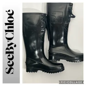 See by Chloe | Lace Wellington Black Rain Boots~36