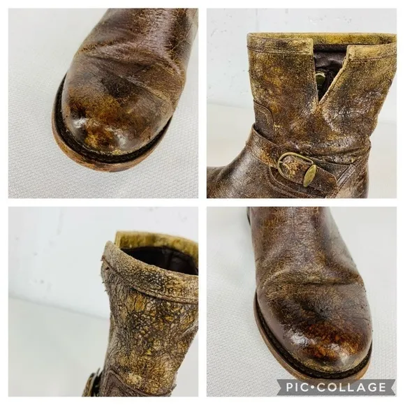 Sendra Women's size 6 Brown Distressed Leather Harness Calf Boots