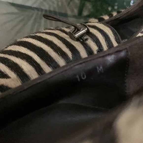 SESTO MEUCCI Zebra Print Pony Hair Leather Loafers