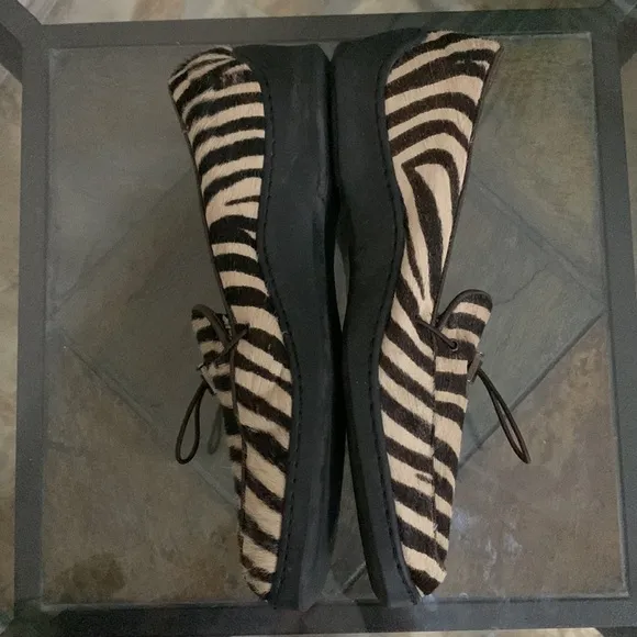 SESTO MEUCCI Zebra Print Pony Hair Leather Loafers