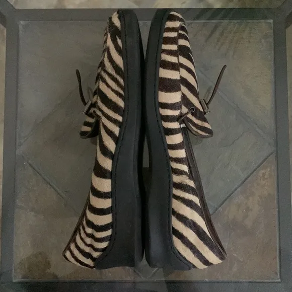 SESTO MEUCCI Zebra Print Pony Hair Leather Loafers