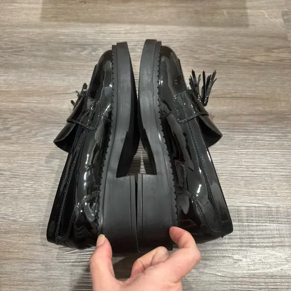 Seychelles Final Call Tassel Patent Black Leather Loafers