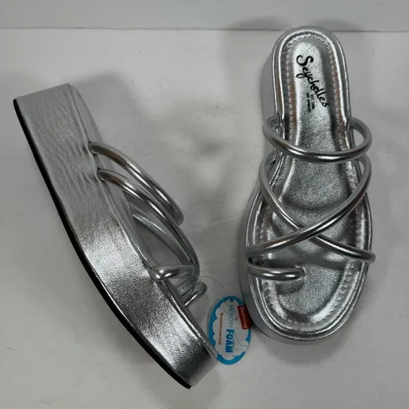 Seychelles Hanna Silver Metallic Strappy Platform Sandals Women Size 8M