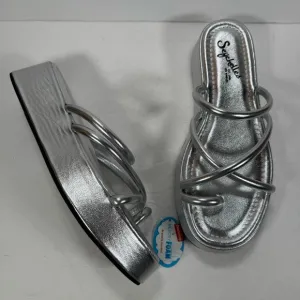Seychelles Hanna Silver Metallic Strappy Platform Sandals Women Size 8M