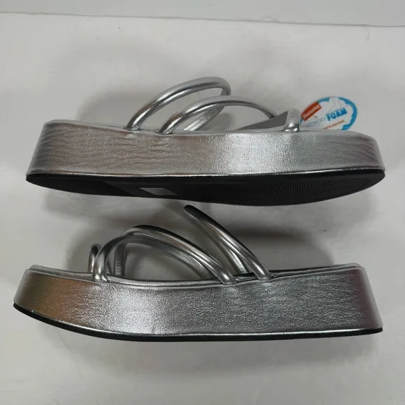 Seychelles Hanna Silver Metallic Strappy Platform Sandals Women Size 8M