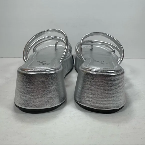 Seychelles Hanna Silver Metallic Strappy Platform Sandals Women Size 8M