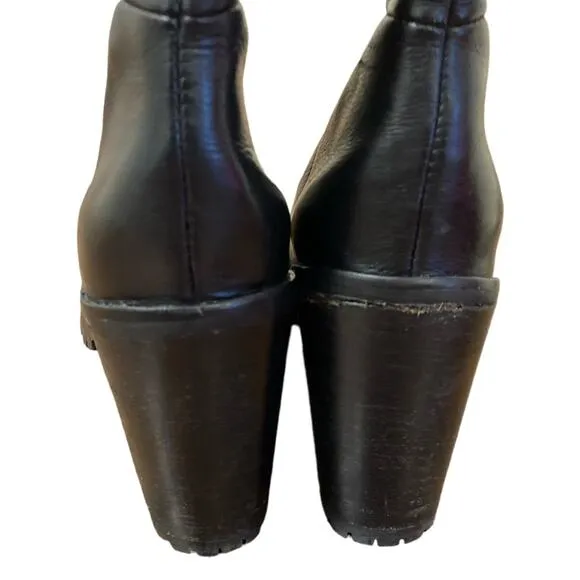Seychelles Over The Knee Lug Sole Black Leather Boots 8.5