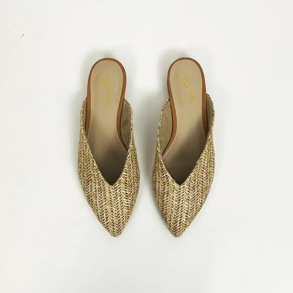 Seychelles Quintessential Natural Raffia Woven Mules | Size 6