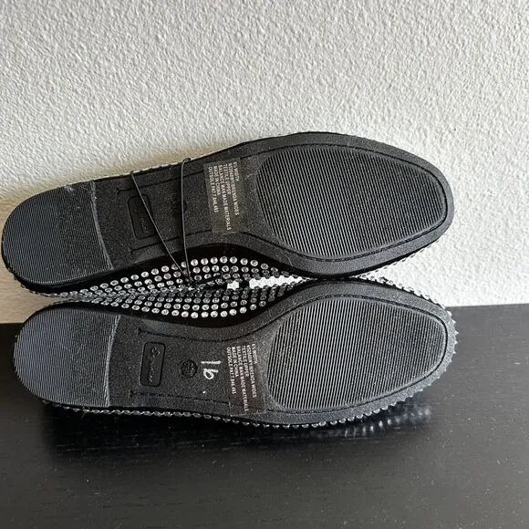 SEYCHELLES Womens Black Ballet Flats Crystal Rhinestones Memory Foam Size 6.5 W
