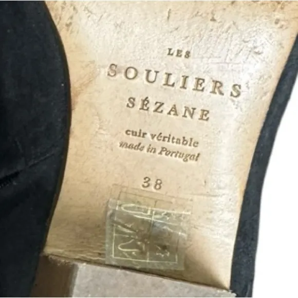 Sezane Black Suede Gabriella Ankle Boots Size 38 / US Size 7