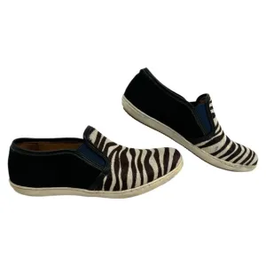 Sezane Brown Black Zebra Slip-On Sneakers | Size 36EU