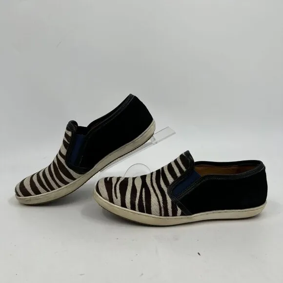 Sezane Brown Black Zebra Slip-On Sneakers | Size 36EU