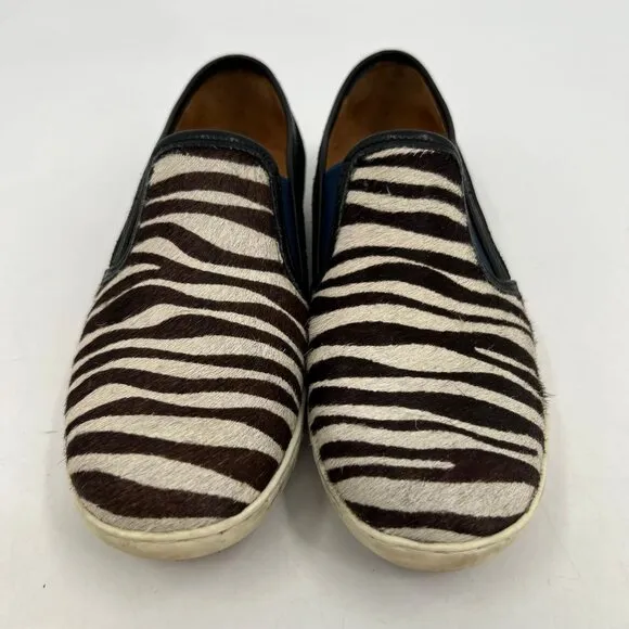 Sezane Brown Black Zebra Slip-On Sneakers | Size 36EU