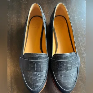 Sezane leather loafers Mocassins Michel in Noir Croc 8.5