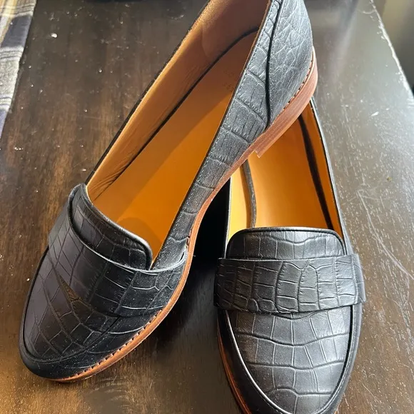 Sezane leather loafers Mocassins Michel in Noir Croc 8.5