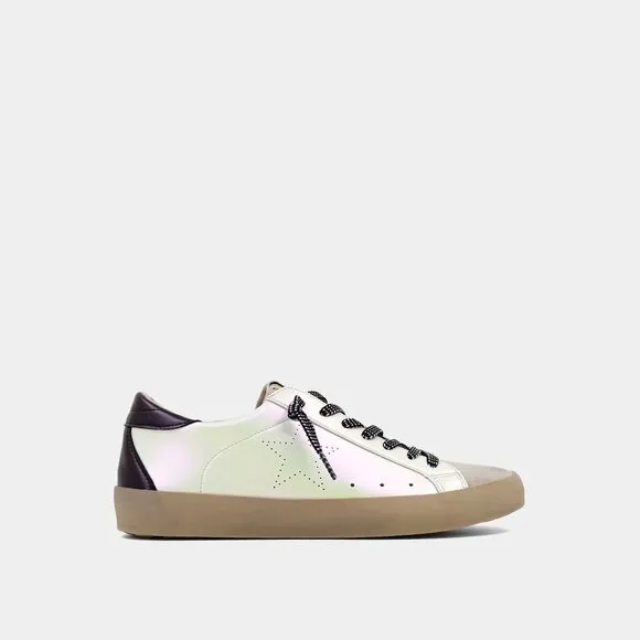 ShuShop Mia Kids Sneaker in Metallic White with Dark laces Size 4 Kids NEW/ NWT