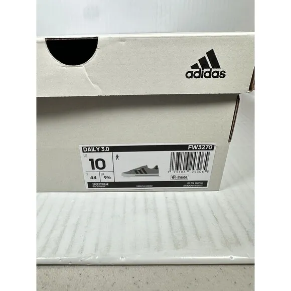 Size 10 Adidas Shoes Sneakers Mens Grey Daily 3.0 Sportswear FW3270 NEW