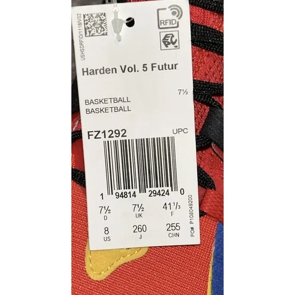 Size 8‎ ADIDAS Harden Vol 5 Future Red Natural McDonalds All American FZ1292