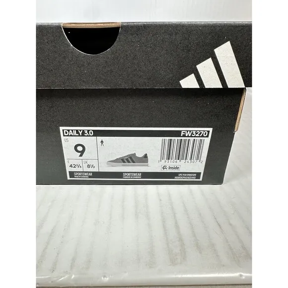 Size 9 Adidas Shoes Sneakers Mens Grey Daily 3.0 Sportswear FW3270 NEW