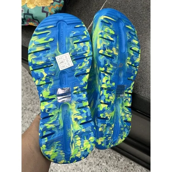 SKECHERS ARCH FIT GO - WHIRLWIND Blue Green FOAM Sandals Splash Splatter Size 6