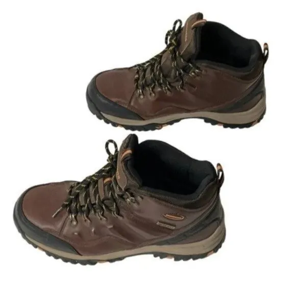 Skechers Leather Waterproof Hiking Boots Relment Traven Dark  Brown 65529 size 9