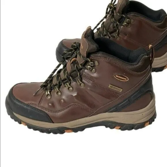Skechers Leather Waterproof Hiking Boots Relment Traven Dark  Brown 65529 size 9