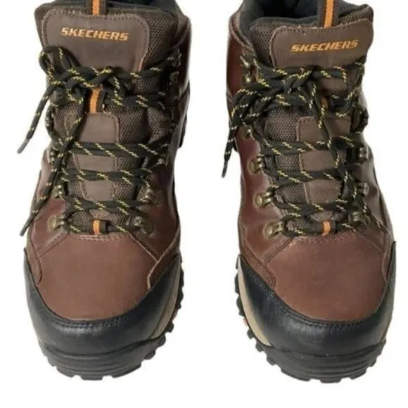 Skechers Leather Waterproof Hiking Boots Relment Traven Dark  Brown 65529 size 9