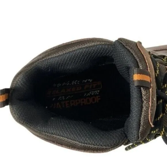 Skechers Leather Waterproof Hiking Boots Relment Traven Dark  Brown 65529 size 9