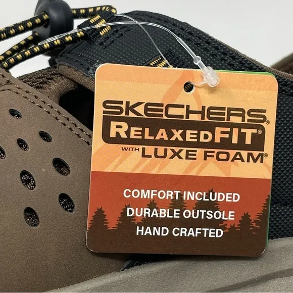 Skechers Men’s Size 12 Brown Leather Closed Toe Fisherman Bungee Sandals New