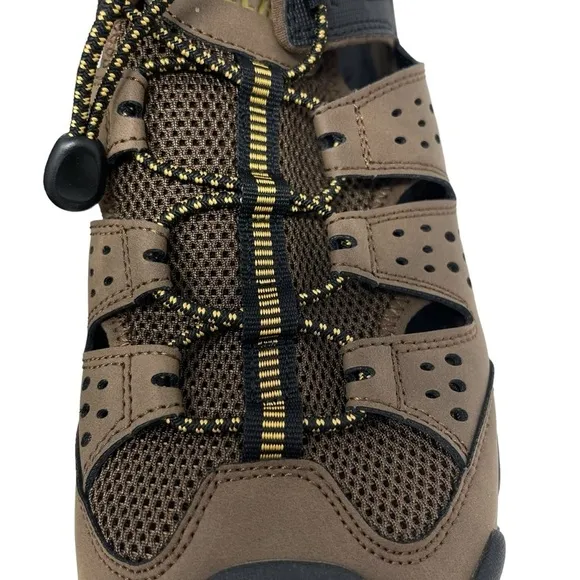 Skechers Men’s Size 12 Brown Leather Closed Toe Fisherman Bungee Sandals New