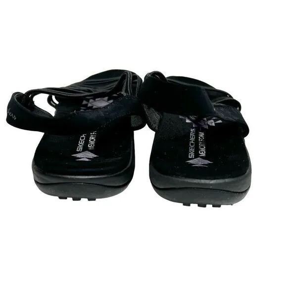 Skechers NWOT black reggae slim sunnyside memory foam walking sandals size 11