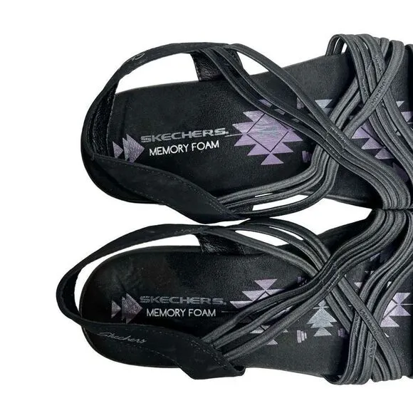 Skechers NWOT black reggae slim sunnyside memory foam walking sandals size 11