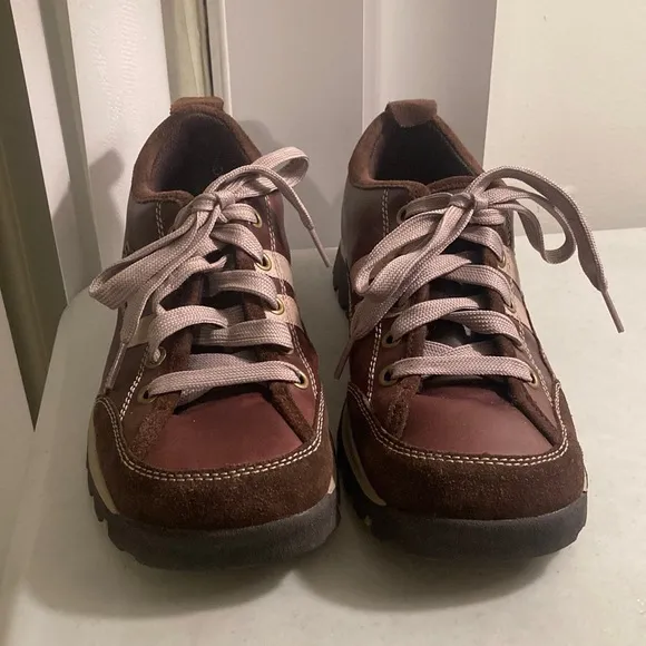 Skechers Toffee Brown Leather Sneaker Loafers Sz 9.5