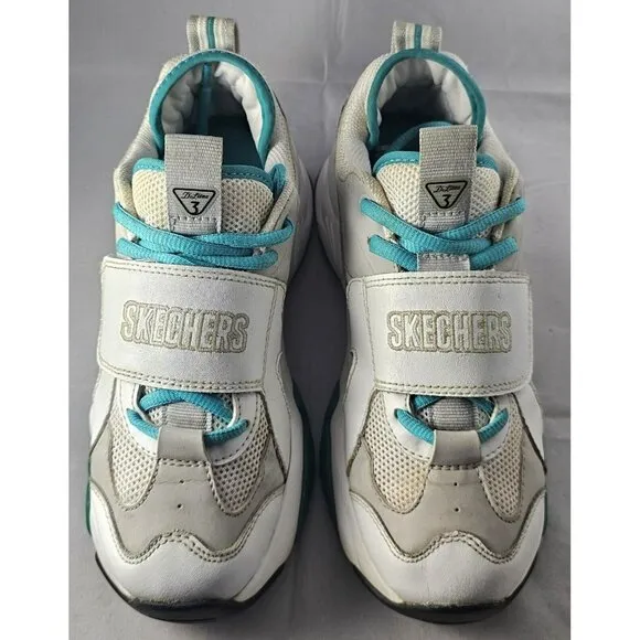 Skechers Women's D Lites 3 White/Lite Grey/Turquoise/Black Sneakers Size 6