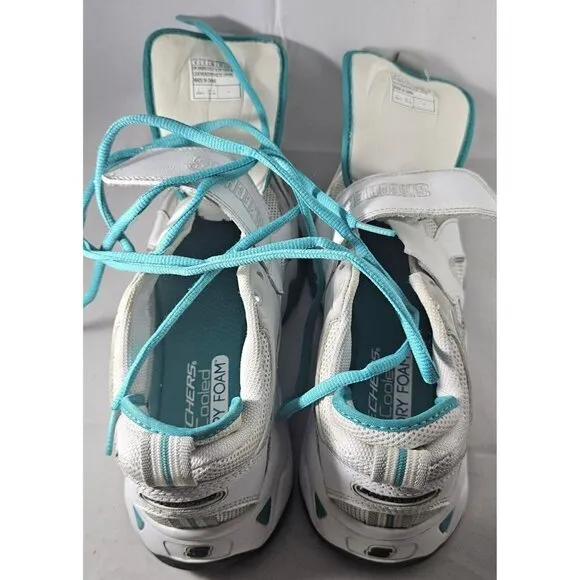 Skechers Women's D Lites 3 White/Lite Grey/Turquoise/Black Sneakers Size 6