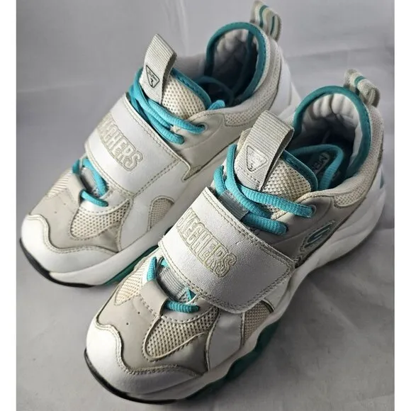 Skechers Women's D Lites 3 White/Lite Grey/Turquoise/Black Sneakers Size 6