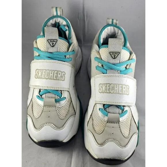 Skechers Women's D Lites 3 White/Lite Grey/Turquoise/Black Sneakers Size 6
