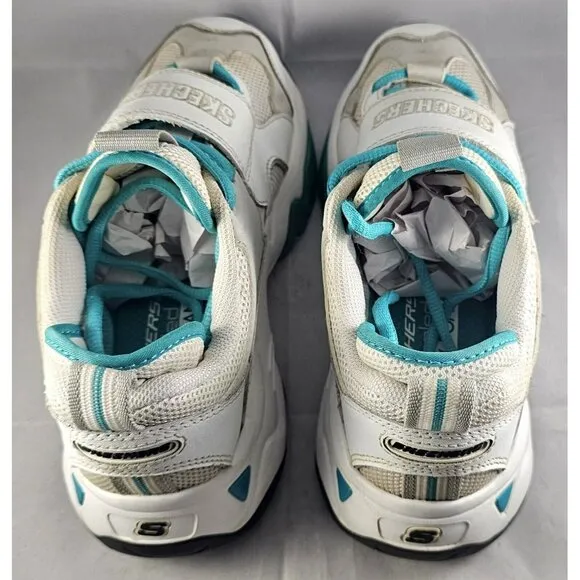 Skechers Women's D Lites 3 White/Lite Grey/Turquoise/Black Sneakers Size 6