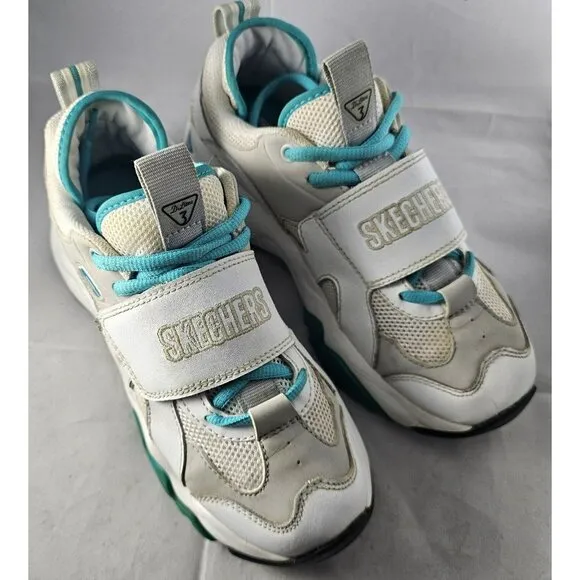 Skechers Women's D Lites 3 White/Lite Grey/Turquoise/Black Sneakers Size 6