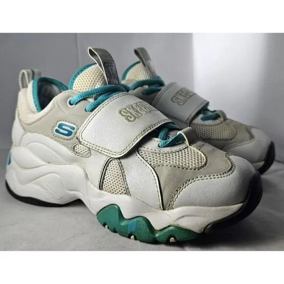 Skechers Women's D Lites 3 White/Lite Grey/Turquoise/Black Sneakers Size 6