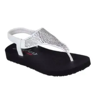 Skechers Women's MEDITATION WHITE &amp; BLACK Casual Sandals  Size 9
